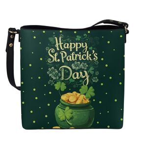 8216 Happy St. Patrick's Day Bags Hobo Crossbody Bucket Bags Leather